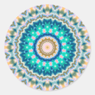 Abstract modern mosaic kaleidoscopic tile pattern classic round sticker