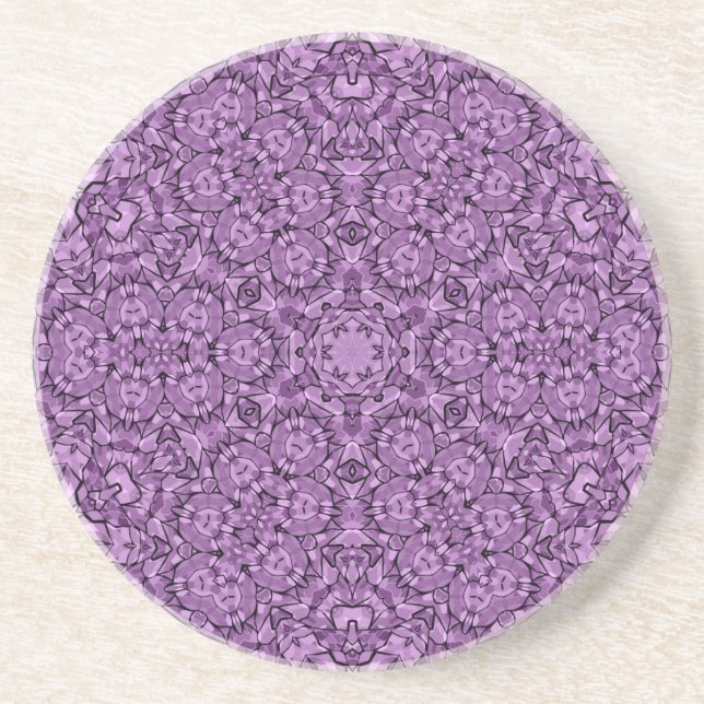 Abstract modern mosaic kaleidoscopic tile pattern coaster (Front)