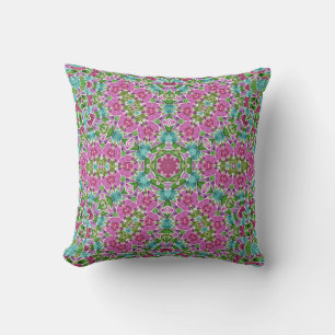 Abstract modern mosaic kaleidoscopic tile pattern cushion