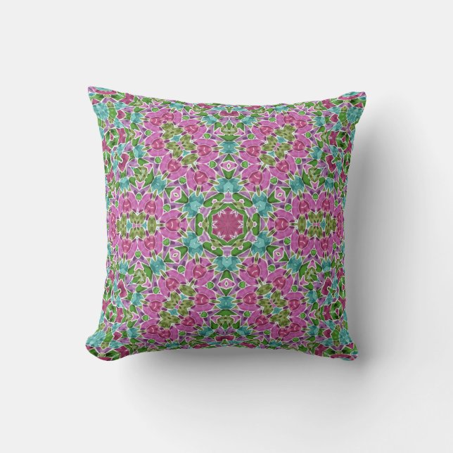 Abstract modern mosaic kaleidoscopic tile pattern cushion (Front)