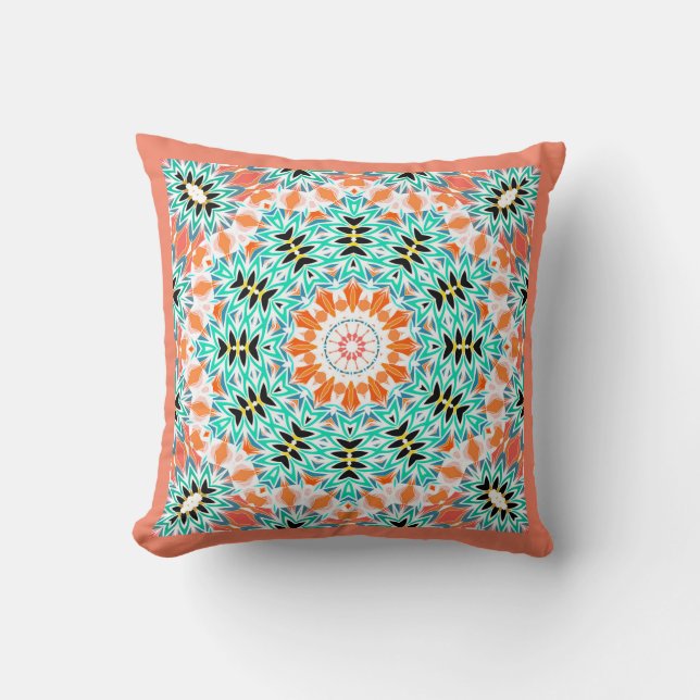 Abstract modern mosaic kaleidoscopic tile pattern cushion (Front)