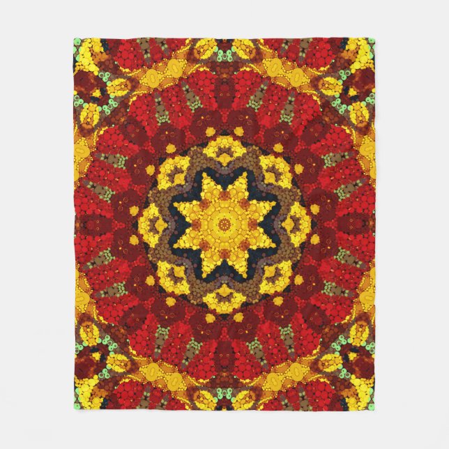 Abstract modern mosaic kaleidoscopic tile pattern fleece blanket (Front)