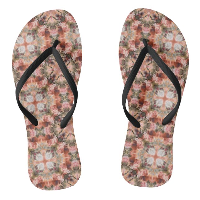 Abstract modern mosaic kaleidoscopic tile pattern flip flops (Footbed)
