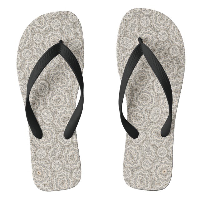 Abstract modern mosaic kaleidoscopic tile pattern flip flops (Footbed)