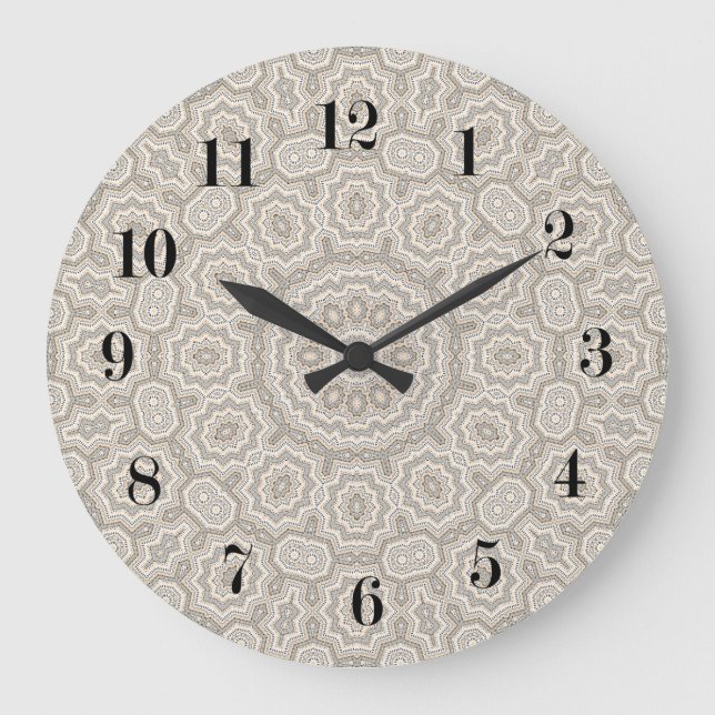 Abstract modern mosaic kaleidoscopic tile pattern large clock (Front)