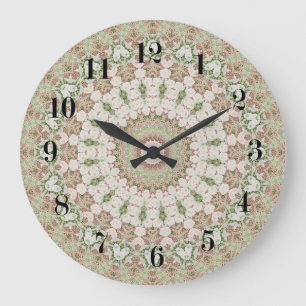 Abstract modern mosaic kaleidoscopic tile pattern large clock