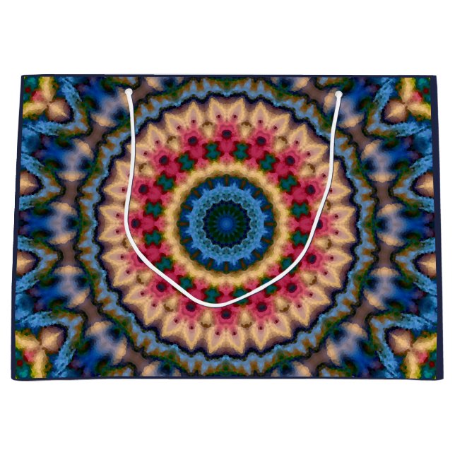 Abstract modern mosaic kaleidoscopic tile pattern large gift bag (Front)