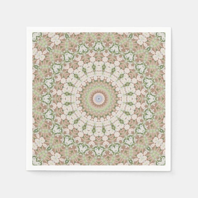 Abstract modern mosaic kaleidoscopic tile pattern napkin (Front)