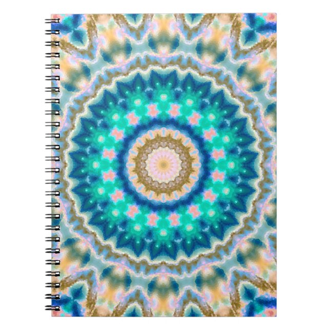 Abstract modern mosaic kaleidoscopic tile pattern notebook (Front)