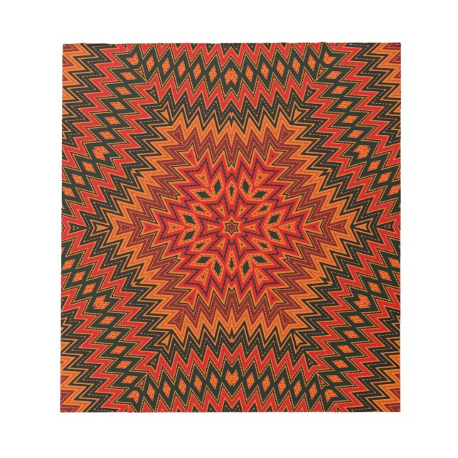 Abstract modern mosaic kaleidoscopic tile pattern notepad (Front)