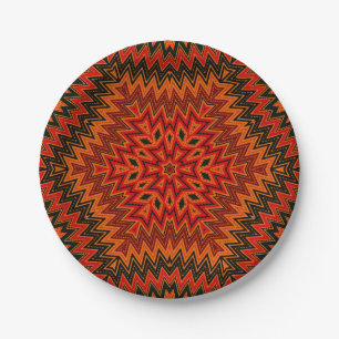 Abstract modern mosaic kaleidoscopic tile pattern paper plate