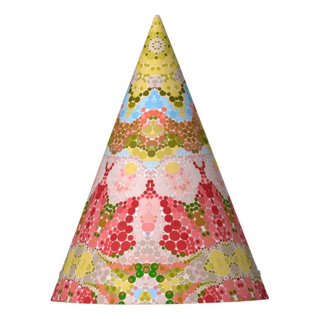 Abstract modern mosaic kaleidoscopic tile pattern party hat (Front)