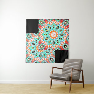 Abstract modern mosaic kaleidoscopic tile pattern tapestry