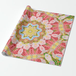 Abstract modern mosaic kaleidoscopic tile pattern wrapping paper