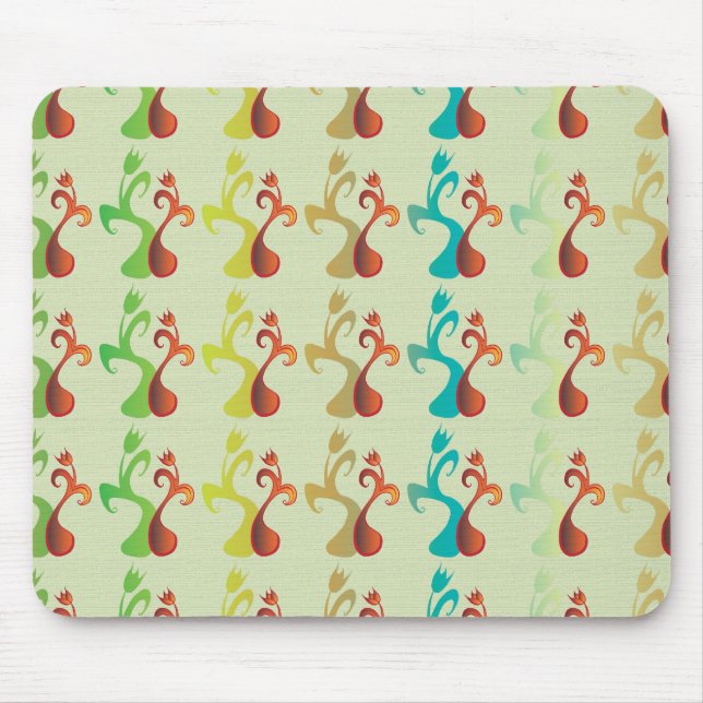 Abstract Modern Multicolor Tulip Floral pattern Mouse Mat (Front)