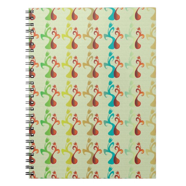 Abstract Modern Multicolor Tulip Floral pattern Notebook (Front)