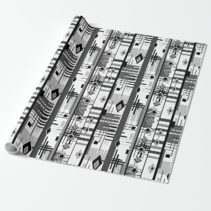 Abstract modern ornament geometric elements vintag wrapping paper