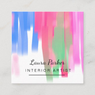 Abstract Modern Paint Watercolor Cool Artist Square Business Card