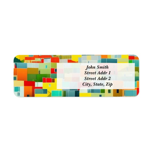 Abstract Modern Painting Hillside Houses (Front)