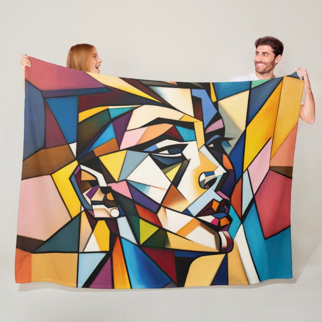 Abstract Modern Painting Woman Fleece Blanket (In Situ)