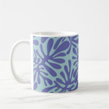 Abstract modern pattern: purple shapes on blue