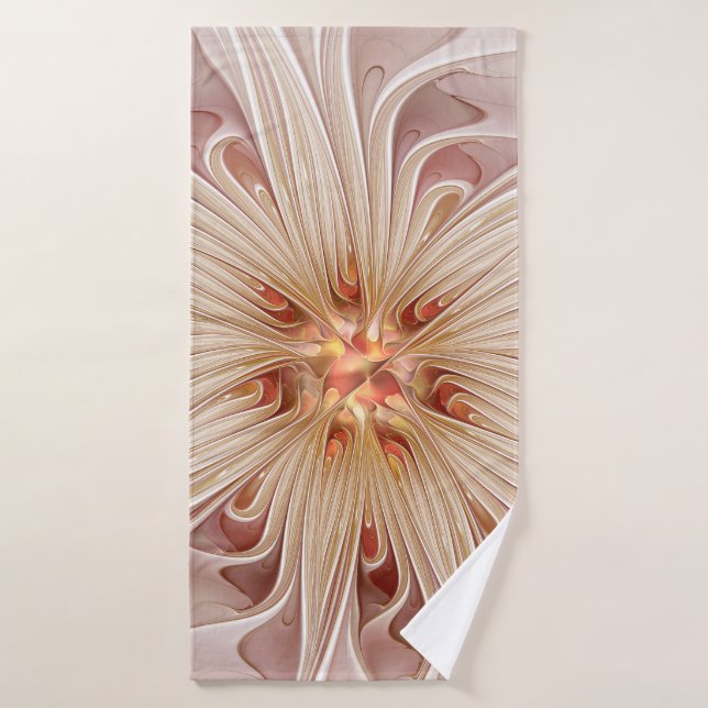 Abstract Modern Peach Pastel Flower Fractal Art Bath Towel (Bath Towel)