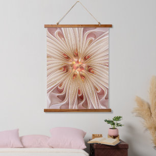 Abstract Modern Peach Pastel Flower Fractal Art Hanging Tapestry