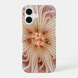 Abstract Modern Peach Pastel Flower Fractal Art iPhone 16 Case