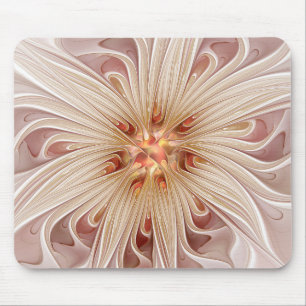 Abstract Modern Peach Pastel Flower Fractal Art Mouse Mat