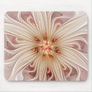 Abstract Modern Peach Pastel Flower Fractal Art Mouse Mat