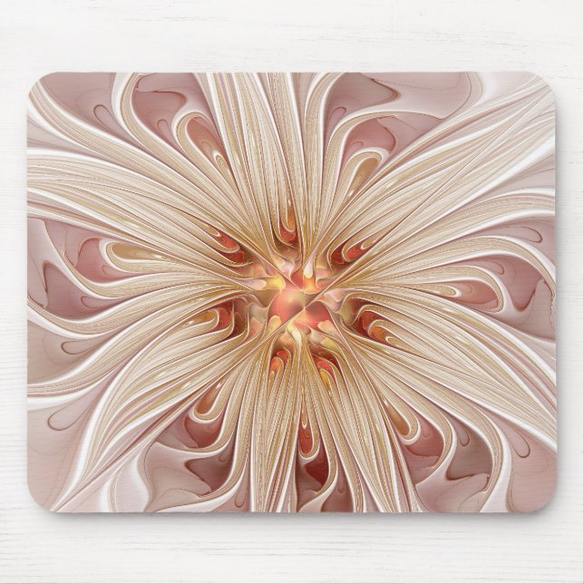 Abstract Modern Peach Pastel Flower Fractal Art Mouse Mat (Front)