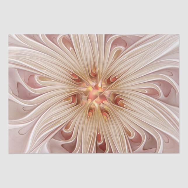 Abstract Modern Peach Pastel Flower Fractal Art Tissue Paper (Front)