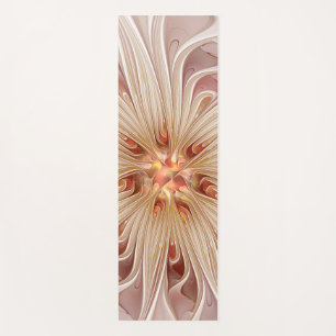 Abstract Modern Peach Pastel Flower Fractal Art Yoga Mat