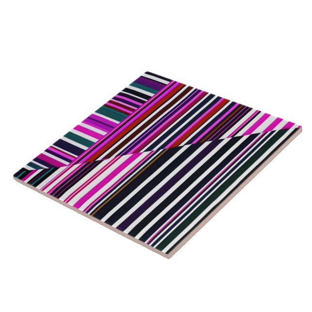 Abstract Modern Pink Purple Stripes Collection Tile (Side)