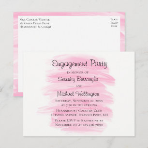 Abstract Modern Pink Watercolor Engagement Party I Invitation Postcard