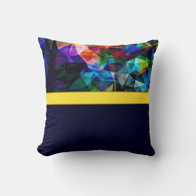 Abstract modern polygon poly triangles dark brigth cushion (Front)