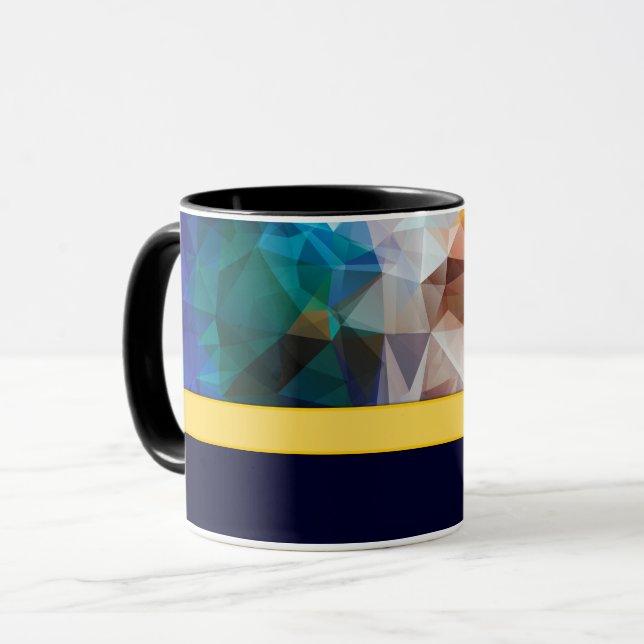 Abstract modern polygon poly triangles dark brigth mug (Front Left)