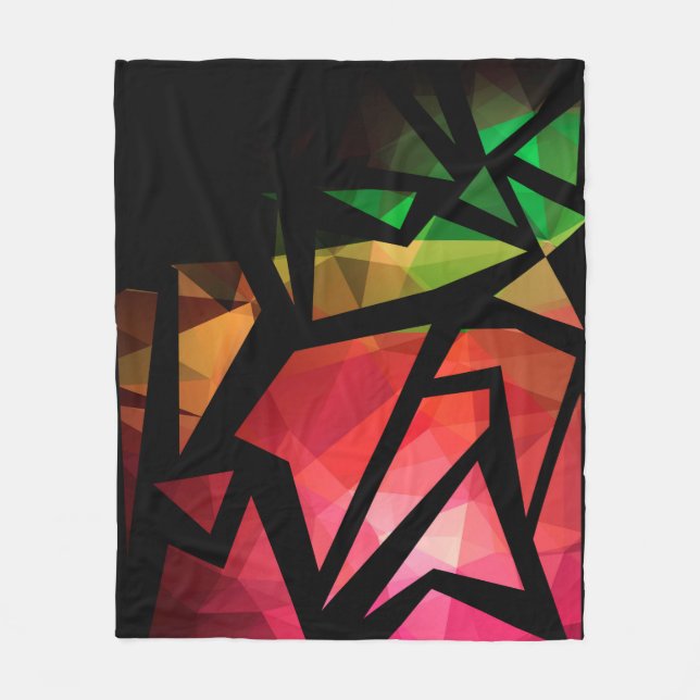 Abstract modern polygonal graffiti geometric dark fleece blanket (Front)