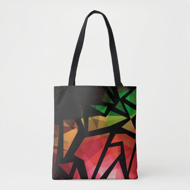 Abstract modern polygonal graffiti geometric dark tote bag (Front)