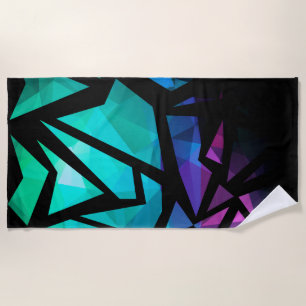 Abstract modern polygonal graffiti geometrical dar beach towel