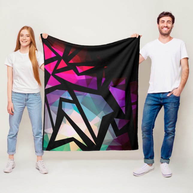 Abstract modern polygonal graffiti geometrical dar fleece blanket (In Situ)