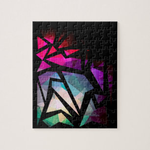 Abstract modern polygonal graffiti geometrical dar jigsaw puzzle