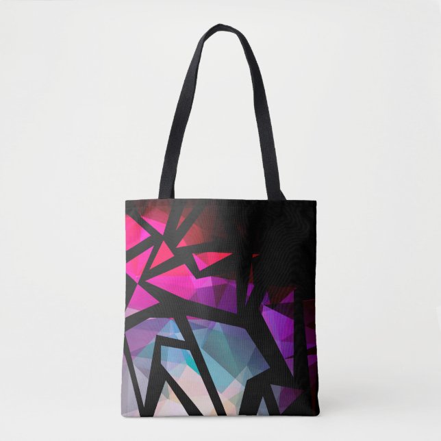 Abstract modern polygonal graffiti geometrical dar tote bag (Front)