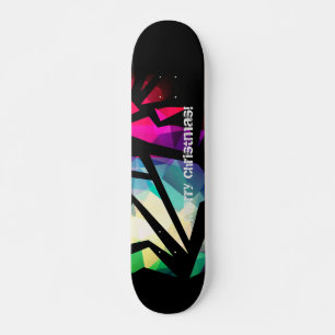Abstract modern polygonal graffiti geometrical skateboard