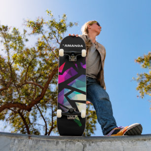 Abstract modern polygonal graffiti geometrical skateboard
