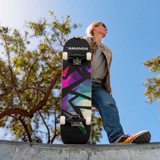 Abstract modern polygonal graffiti geometrical skateboard (Outdoor 1)