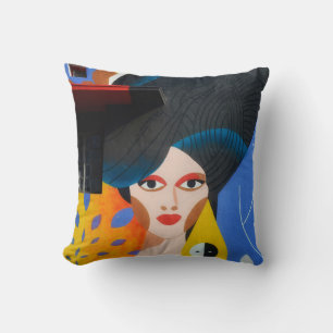 Abstract Modern Portrait Art Pillow