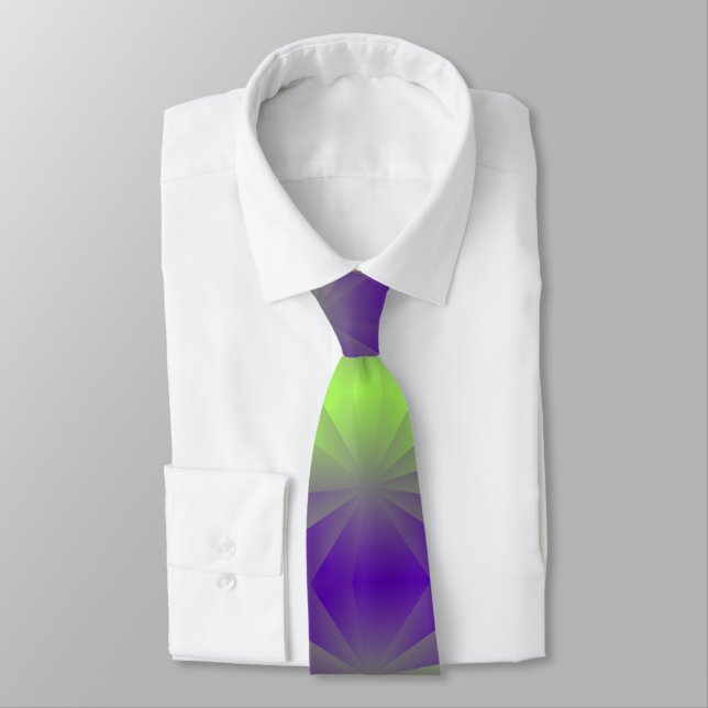 Abstract modern purple green ray stripes pattern tie (Tied)