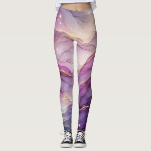Abstract Modern Purple Pink Gold Chic Sparkle Leggings