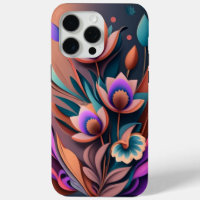 Abstract Modern Purpul Khaki Grey Fractal Flower